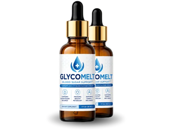 GlycoMelt blood sugar support liquid, two dropper bottles